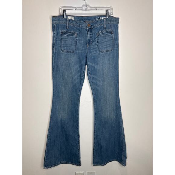 2010s GAP 1969 Hermosa Flare Jeans Size 32/14 Medium Wash - Picture 5 of 14